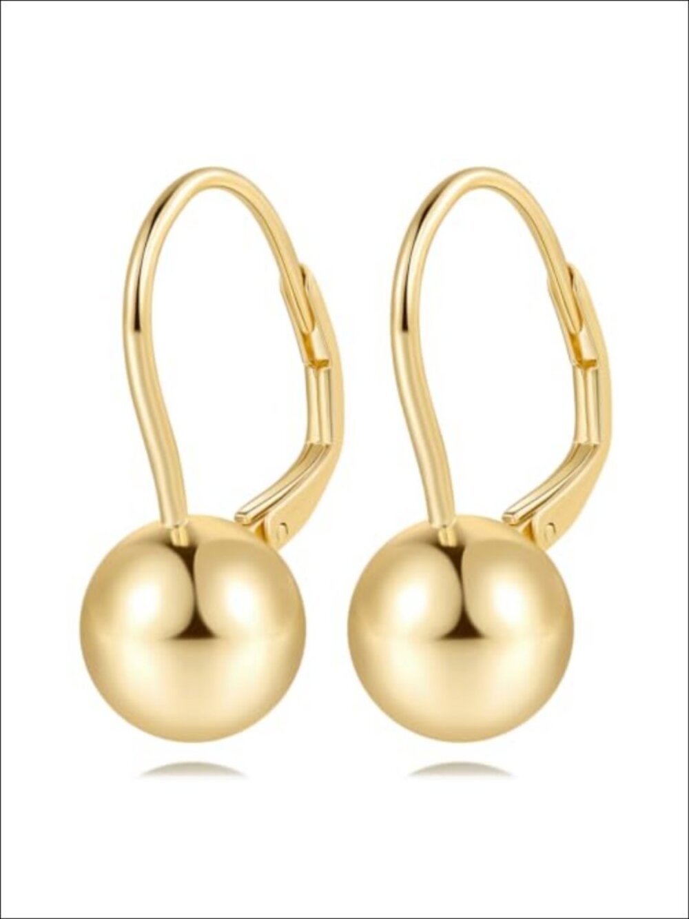 14k Gold Plated Dangle Earrings Smooth Golden Ball Hoop Drop Women
